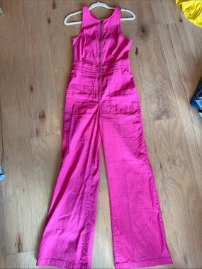 Anthropologie Naomi Sleeveless Hot Pink Wide-Leg Jumpsuit with Front Zip 4